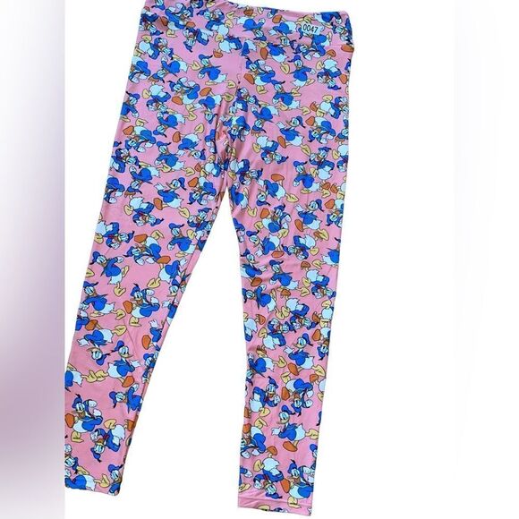 LuLaRoe Womens TC Pink Disney’s Donald Duck Ankle-Length Leggings Adult XL Comfy - Picture 7 of 15